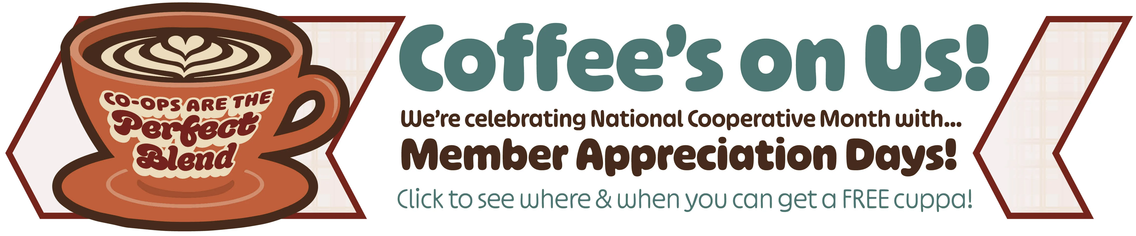 Coffee's on Us!  Learn where and when to get yours.