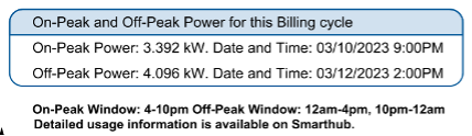 Sample Time-of-Use Bill Segment